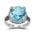 Womens Blue Topaz Blue Sterling Silver Halo Ring