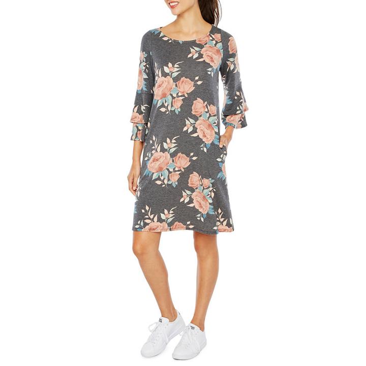 Alyx 3/4 Bell Sleeve Floral Shift Dress