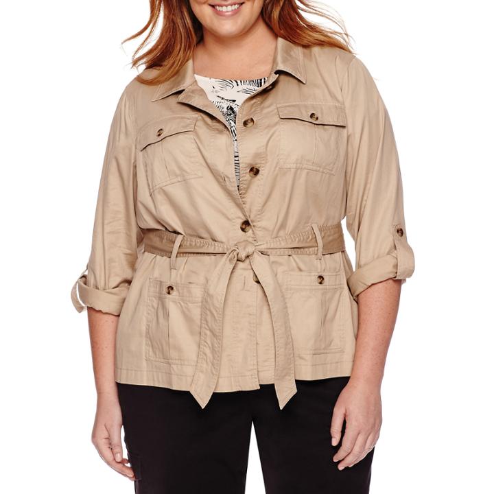 Liz Claiborne Long-sleeve Roll-tab Safari Jacket - Plus