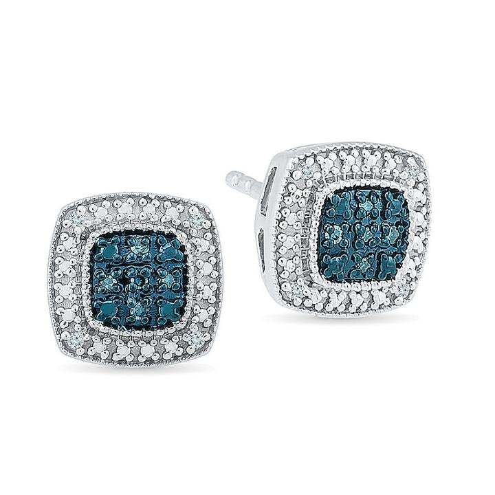 Diamond Accent Genuine Blue Diamond Stud Earrings