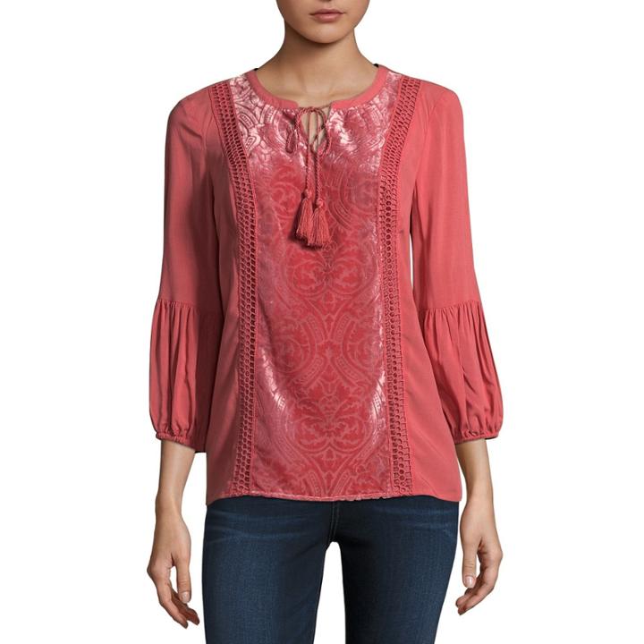 St. John's Bay Long Sleeve Blouse-petites