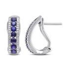 Lab-created Blue Sapphire Sterling Silver Hoop Earrings