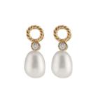 Splendid Pearls 1/10 Ct. T.w. Pearl 14k Gold Drop Earrings