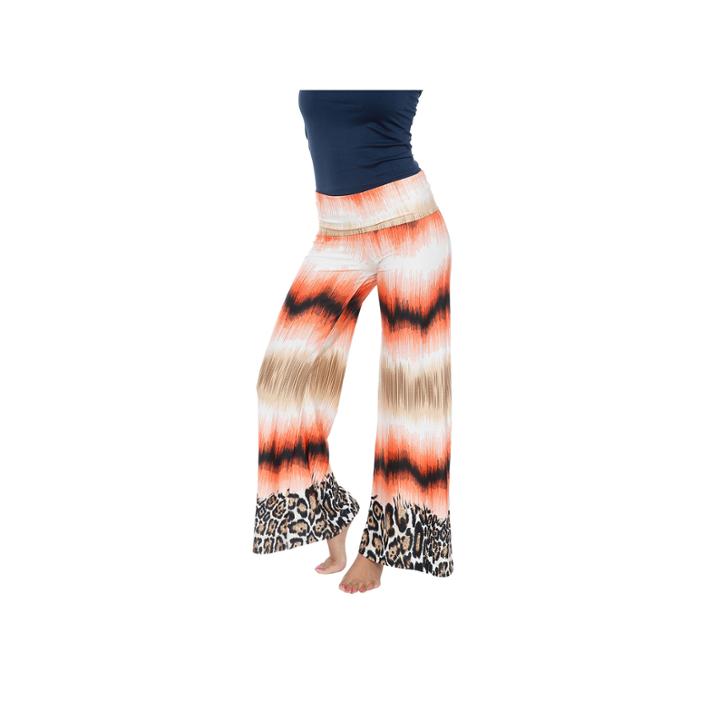 White Mark Safari Sunrise Animal Palazzo Pants