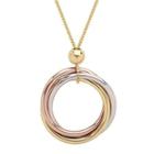 14k Tri-tone Gold Twist Circle Pendant Necklace