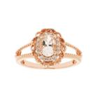 Womens Pink Morganite Gold Over Silver Halo Ring