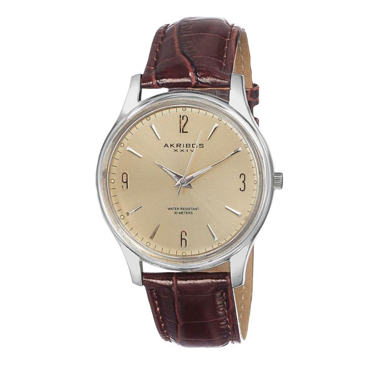 Akribos Xxiv Unisex Brown Strap Watch-a-539br