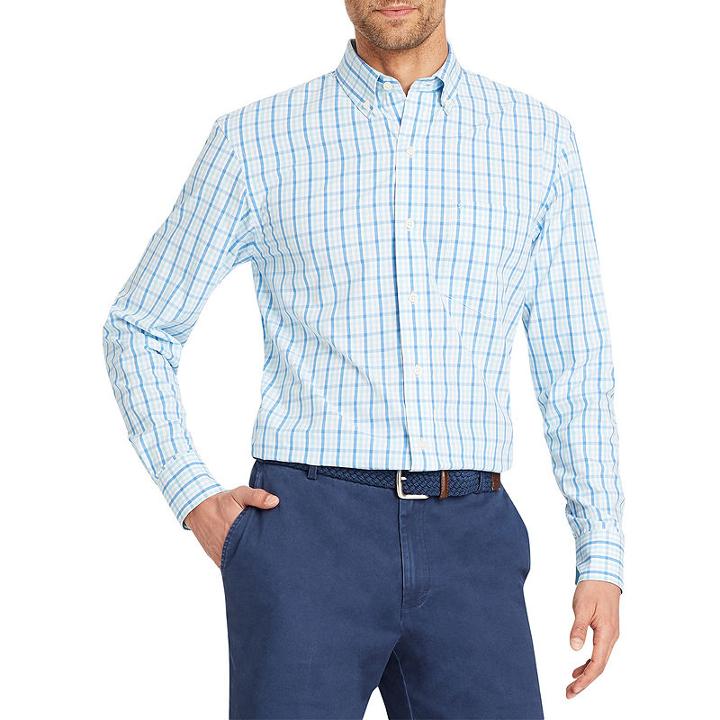 Izod Long Sleeve Premium Essential Plaid Button-front Shirt