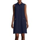 Sharagano Sleeveless Zip-pocket Shift Shirtdress