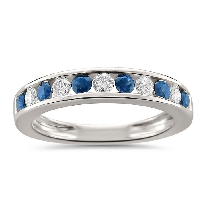 Womens 1/2 Ct. T.w. Blue Sapphire 18k Gold Wedding Band