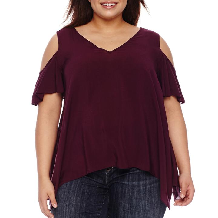 A.n.a Cold Shoulder Rayon Blouse-plus
