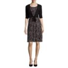 Perceptions 3/4-sleeve Printed Lace Tie-front Jacket Dress