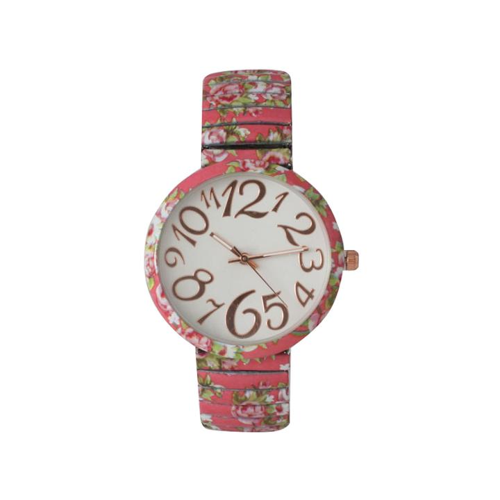 Olivia Pratt Womens Pink Floral Expansion Band Watch 25975pink