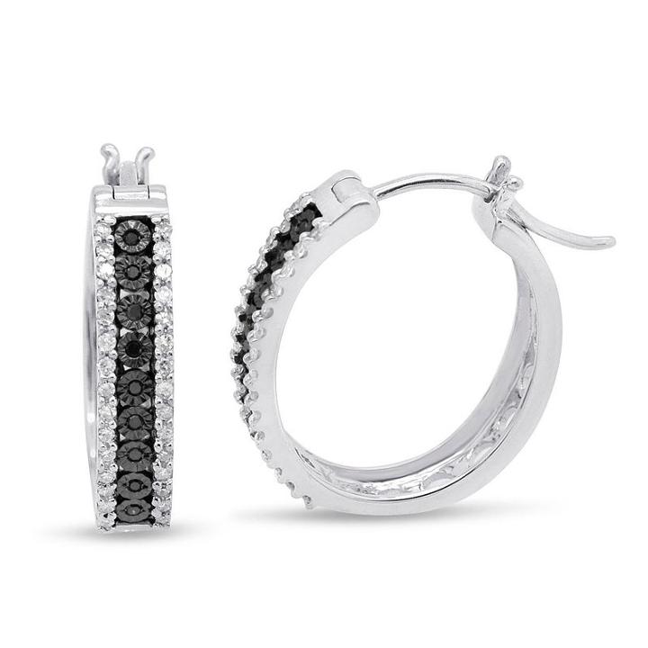 1/2 Ct. T.w. Genuine Black Diamond Hoop Earrings