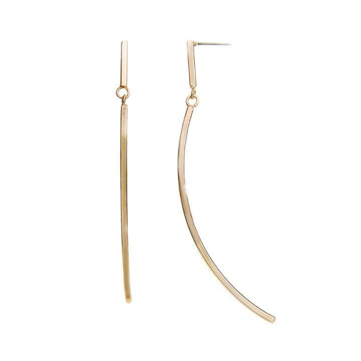 A.n.a Gold-tone Curved Linear Earrings