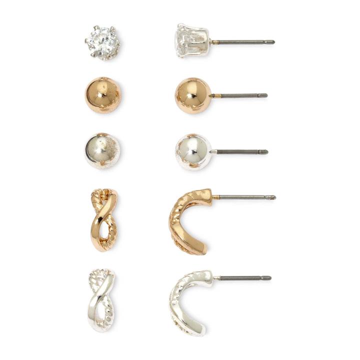 Mixit Silver- & Gold-tone Cubic Zirconia 5-pr. Earring Set