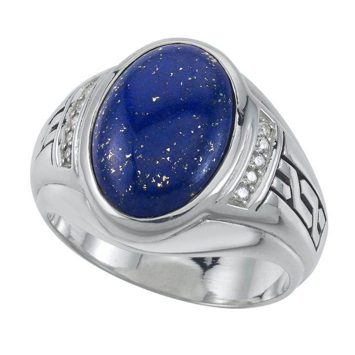 Mens Blue Lapis Sterling Silver Cocktail Ring