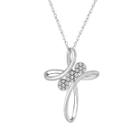 Diamond Blossom 1/10 Ct. T.w. Diamond 10k White Gold Cross Pendant Necklace