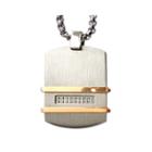 Men's 1/10 Ct. T.w. Diamond Two Tone Stainless Steel Dog Tag Pendant Necklace