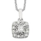 1/4 Ct. T.w. Diamond 10k White Gold Square Framed Pendant Necklace