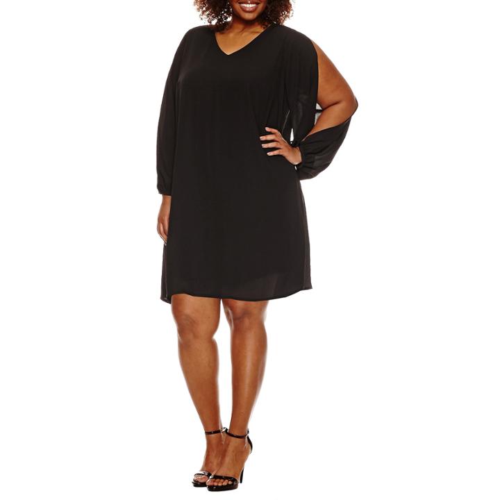 Worthington Cold Shoulder V-neck Shift Dress - Plus