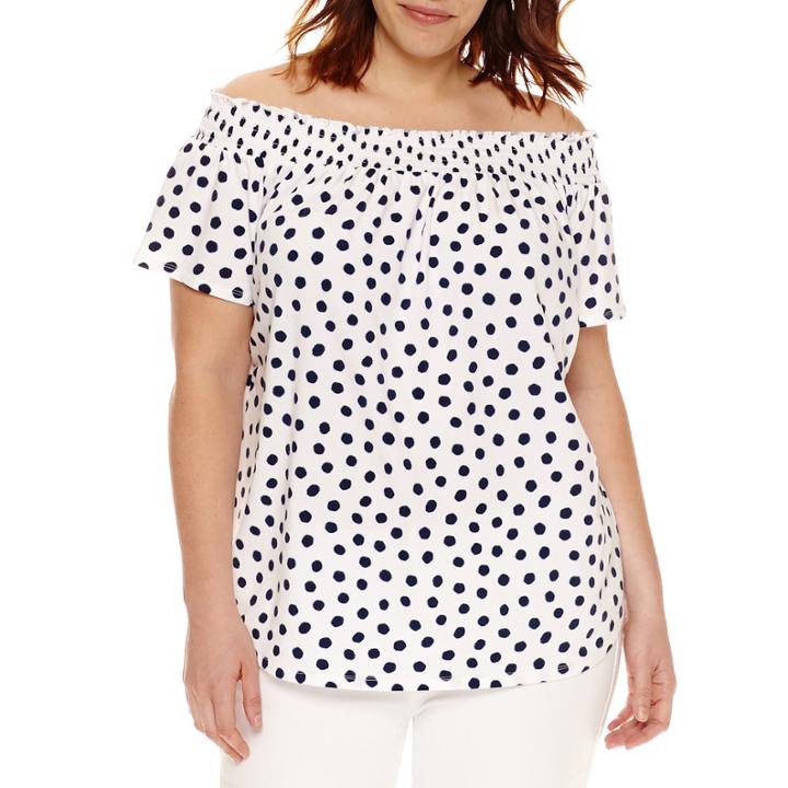 Liz Claiborne Short Sleeve Knit Blouse-plus