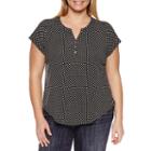 Liz Claiborne Cap Sleeve Henley Shirt-plus