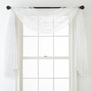 Plaza Embroidered Sheer Scarf Valance