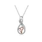 Hallmark Diamonds 1/5 Ct.t.w. Diamond Sterling Silver With 14k Rose Gold Accent Pendant Necklace