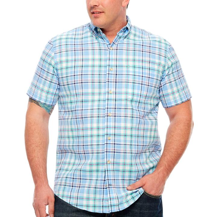 Izod Short Sleeve Camp Shirt-big And Tall