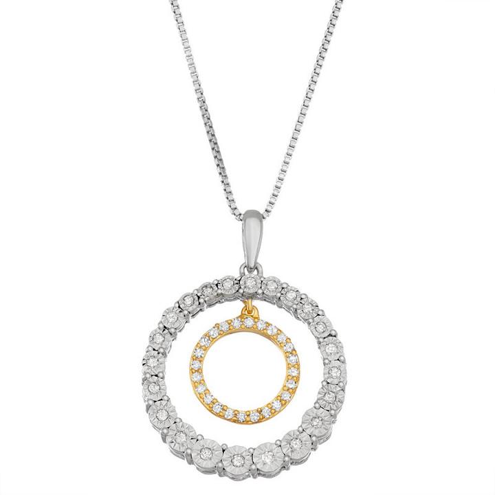 Womens 1/5 Ct. T.w. White Diamond 14k Gold Over Silver Sterling Silver Pendant Necklace