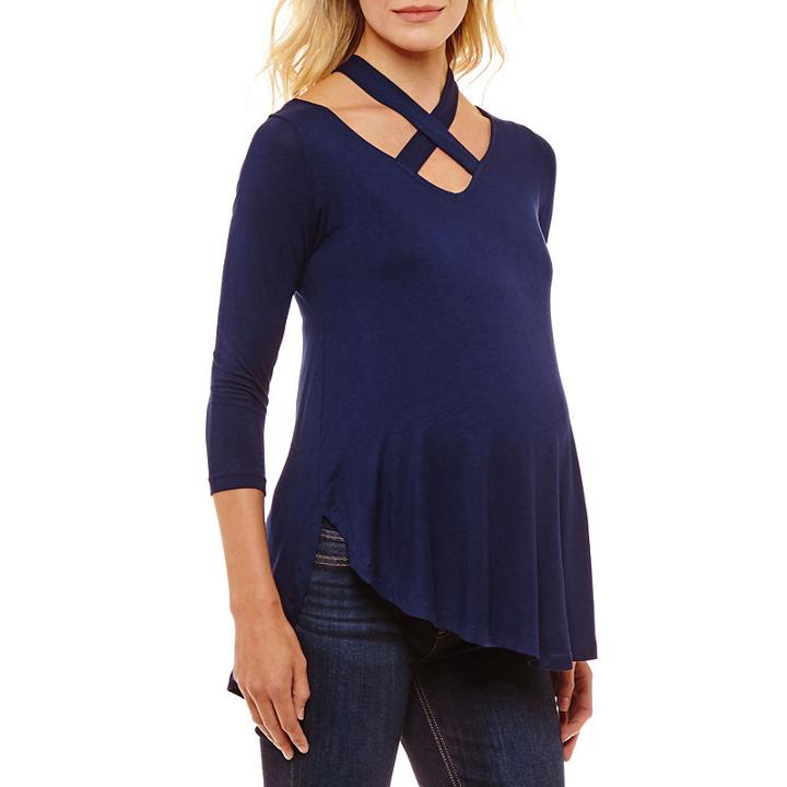 Planet Motherhood 3/4 Sleeve V Neck Jersey Blouse