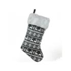 19.5 Gray And White Reindeer And Snowflake Knit Christmas Stocking With Faux Fur Cuff