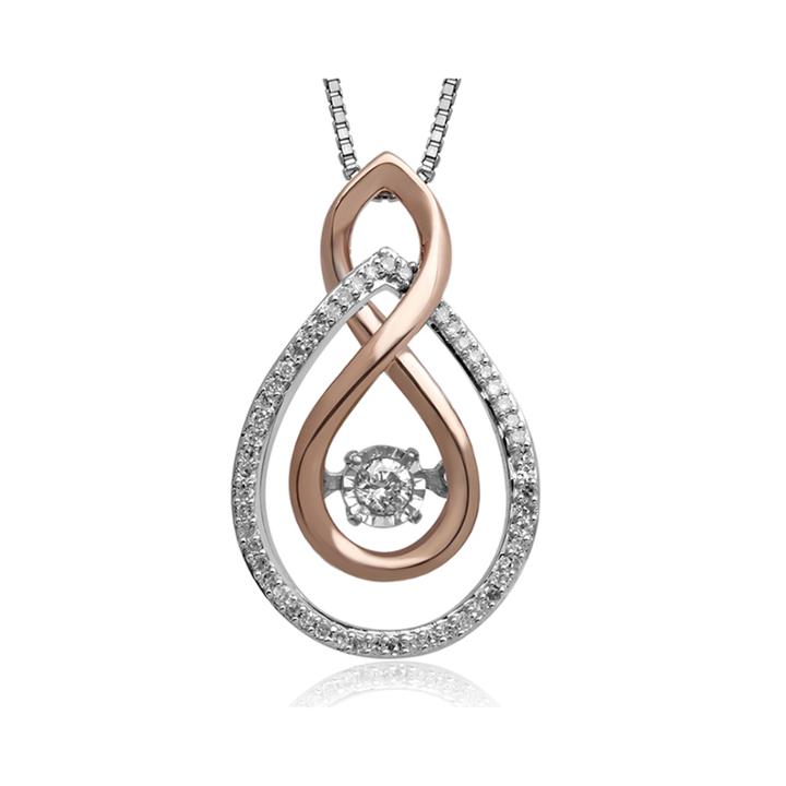 Love In Motion&trade; 1/6 Ct. T.w. Diamond Two-tone Double-teardrop Pendant Necklace