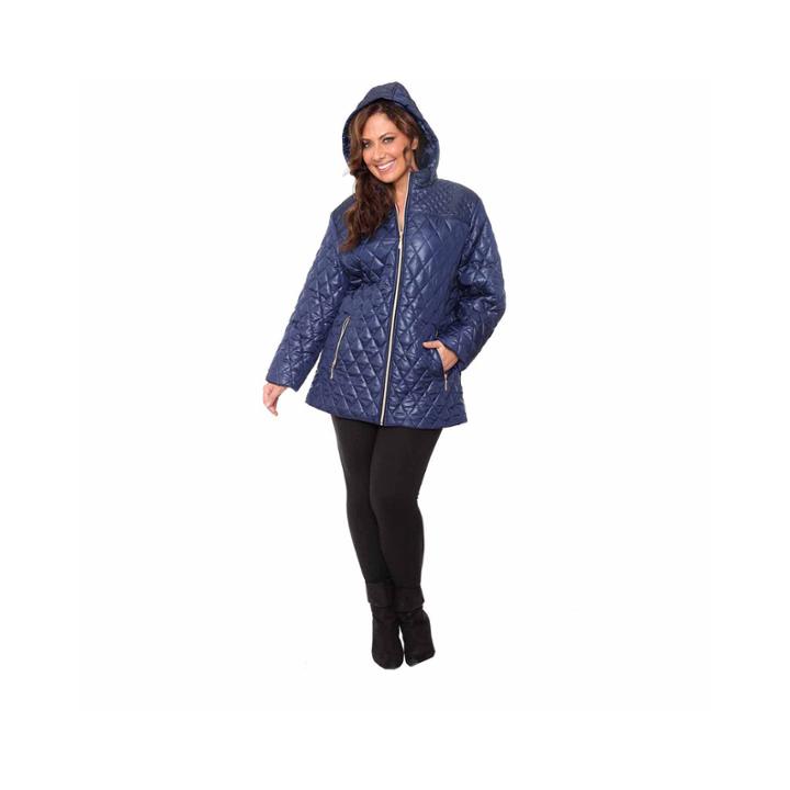 White Mark Hooded Puffer Jacket-plus