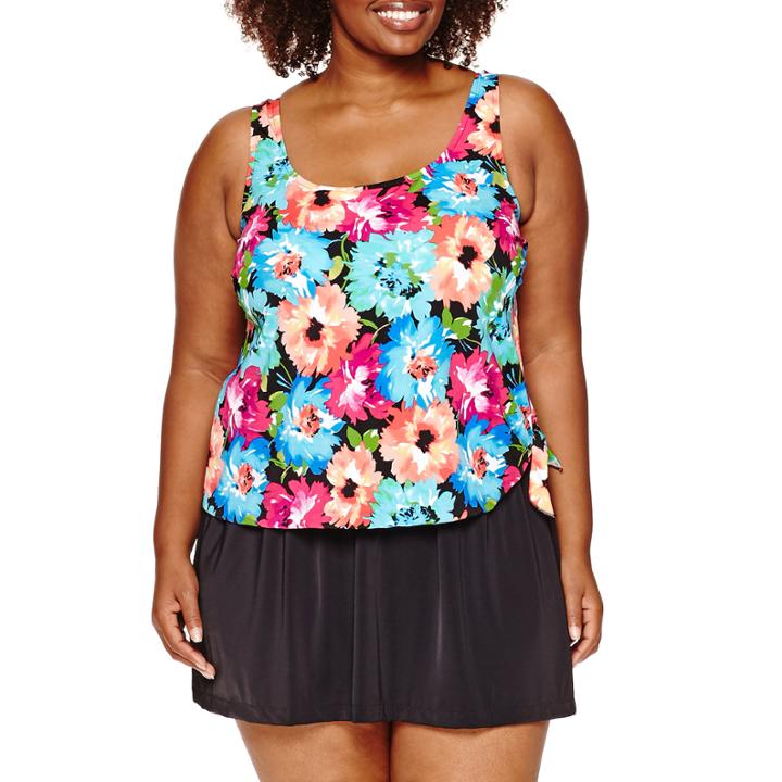 Azul By Maxine Of Hollywood Solid Swim Dress-plus