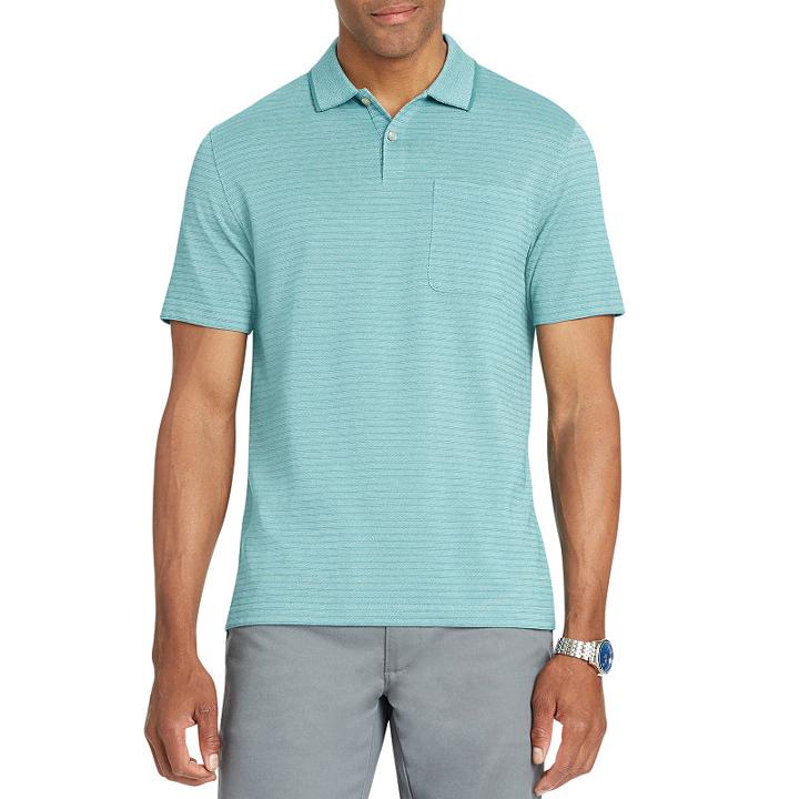 Van Heusen Short Sleeve Stripe Knit Polo Shirt Slim