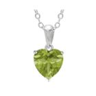 Heart-shaped Genuine Peridot Sterling Silver Pendant Necklace