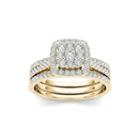 1 Ct. T.w. Diamond Cluster 10k Yellow Gold Bridal Ring Set