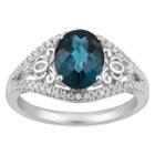 Enchanted Disney Fine Jewelry Womens 1/5 Ct. T.w. Blue Blue Topaz Sterling Silver Cocktail Ring