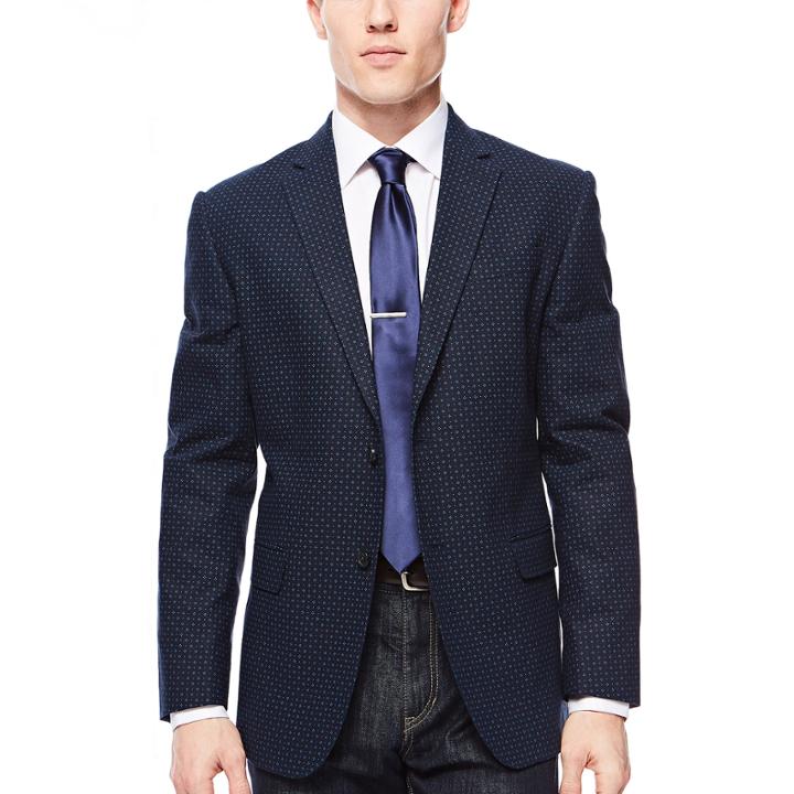 Jf J. Ferrar Navy Diamond Sport Coat - Slim Fit