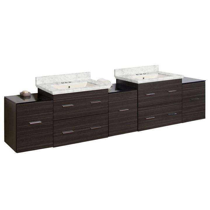 88.5-in. W Wall Mount Dawn Grey Vanity Set For 3h4-in. Drilling Bianca Carara Top Biscuit Um Sink