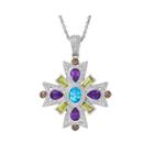 1/8 C.t. Tw. Diamond And Gemstone Sterling Silver Pendant Necklace