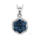 1/4 Ct. T.w. White & Color-enhanced Blue Diamond Cluster Sterling Silver Pendant