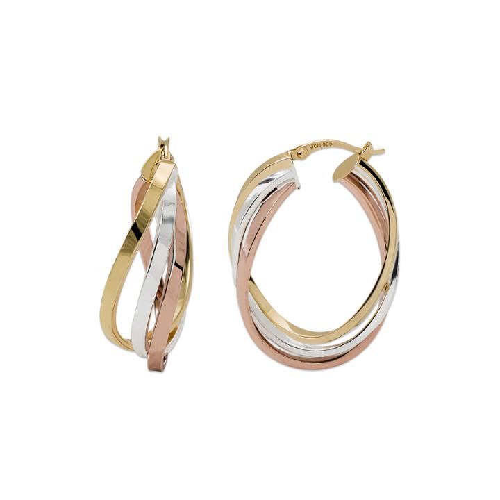 Tri-tone Tiered Hoop Earrings