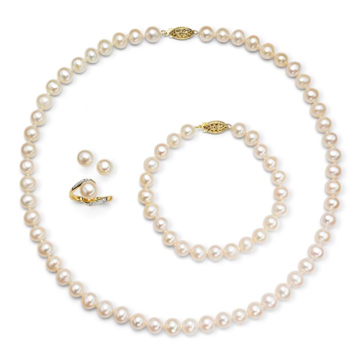 Cultured Freshwater Pearl And Diamond-accent 4-pc. Set