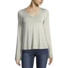 Arizona Long Sleeve V Neck Knit Blouse-juniors