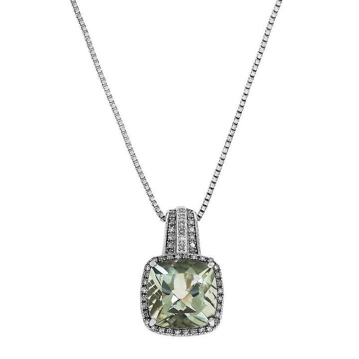 Womens 1/7 Ct. T.w. Green Amethyst Sterling Silver Pendant Necklace