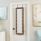 Weathered Espresso Mirrored Jewelry Armoire With Led Lights
