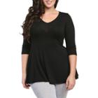 24/7 Comfort Apparel 3/4 Sleeve V-neck Tunic Top Plus